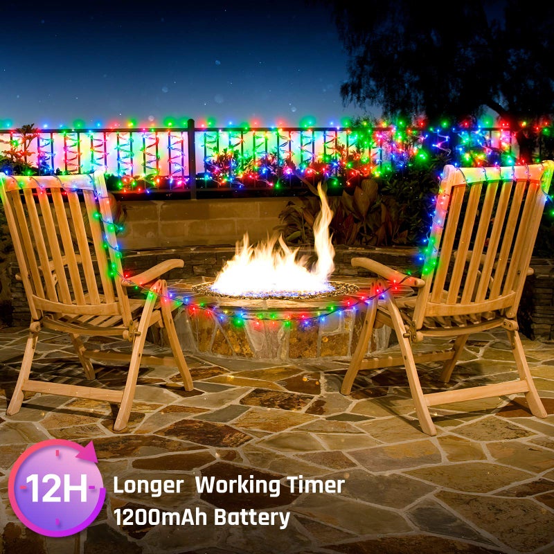 KerKoor Solar Christmas String Lights Outdoor - 2 Pack Total 144ft 400 LED 8 Modes Outdoor Solar Lights, Waterproof Fairy Lights for Garden Patio Fence Holiday Party Balcony Christmas Decorations (Multicolor) - Image 3